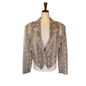 Vintage 90s North Beach By Michael Hoban Leather Snakeskin Print Jacket Blazer